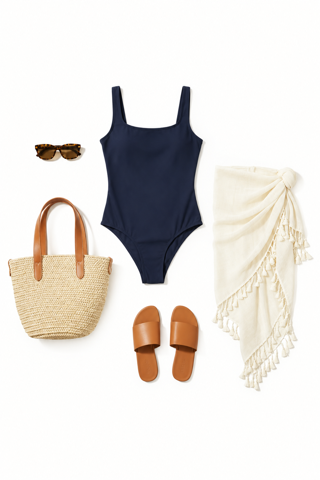 Luxury Beach Outfit with Sarong Flat Lay